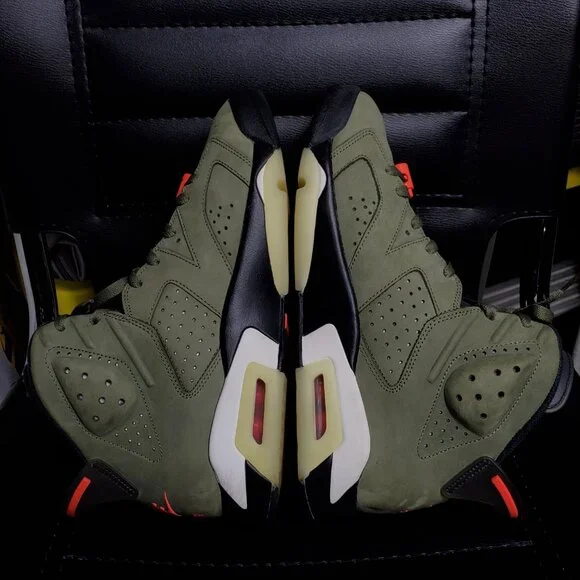 2019 air jordan retro 6 travis scott olive green size 10.5 no box worn rare